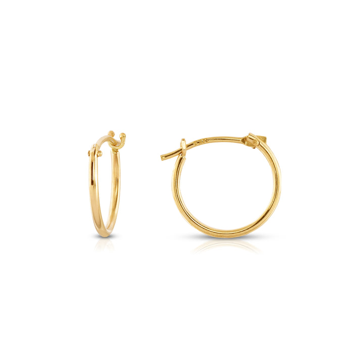 Petite Solid 14Kt Gold French Lock Hoops Image 3