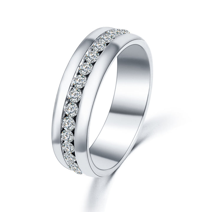 Stainless Steel Cubic Zirconia Crystal Eternity Ring Image 7