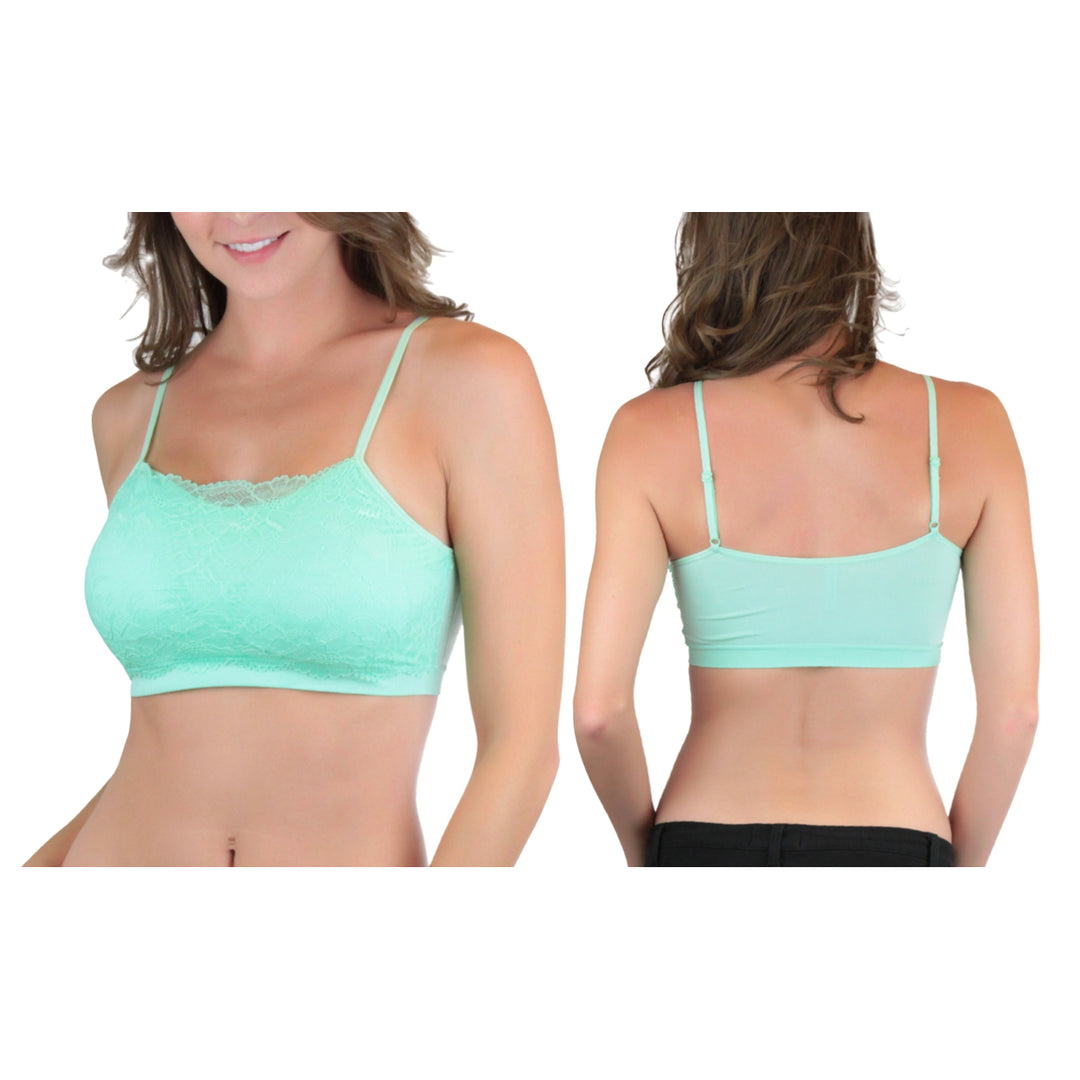 Womens Padded Seamless Lace-Cami Bralettes (6-Pack) Image 4