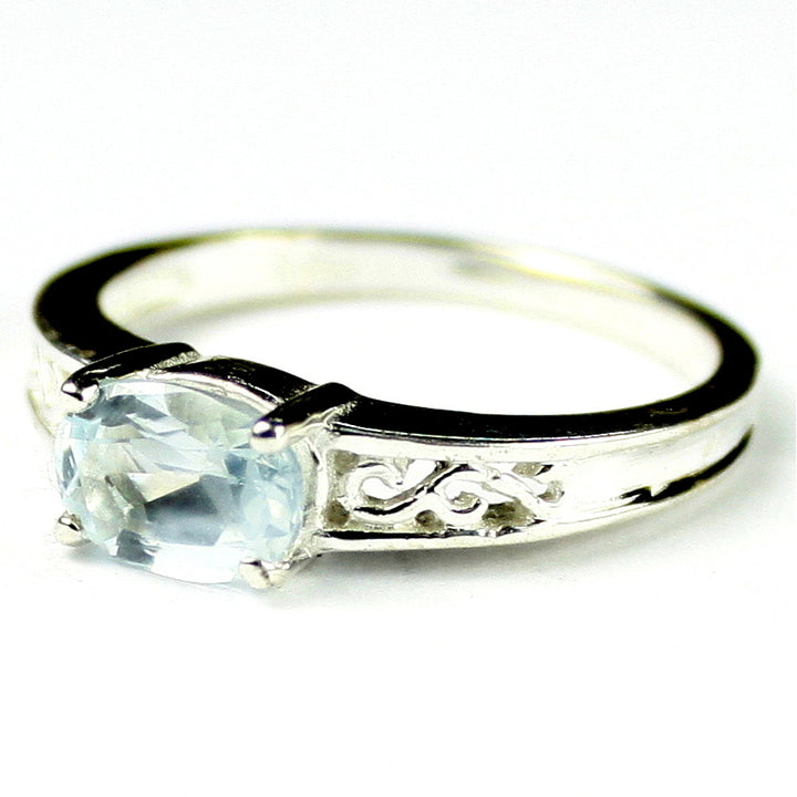 Sterling Silver Ladies Ring Aquamarine SR362 Image 2