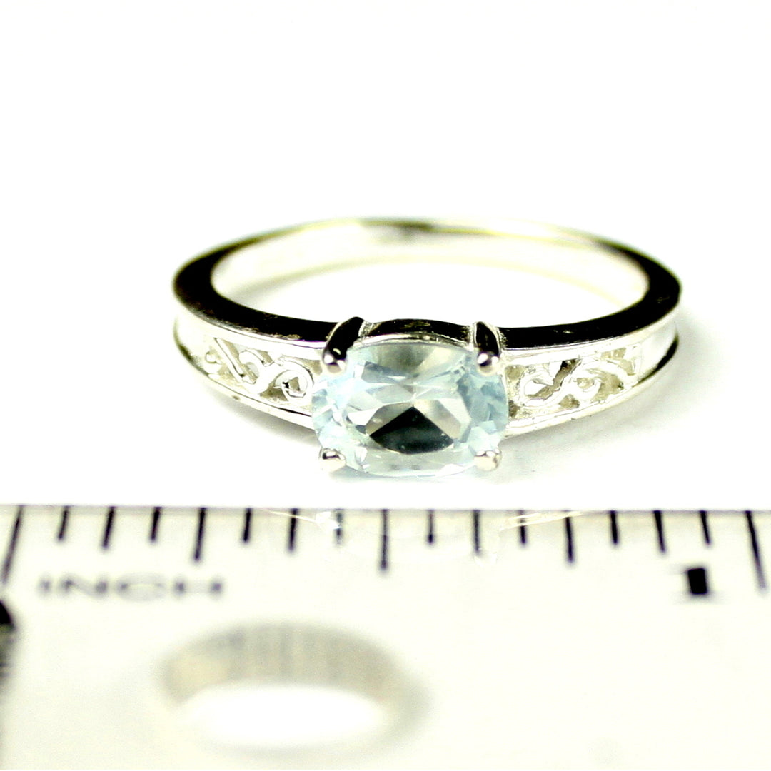 Sterling Silver Ladies Ring Aquamarine SR362 Image 4