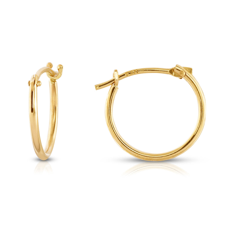 Petite Solid 14Kt Gold French Lock Hoops Image 1