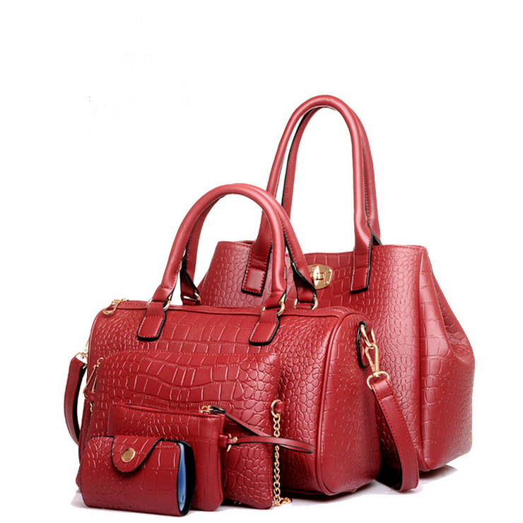 5 Pcs 1 Set Bags Women Multi-purpose Elegant Design Purse Leather Leatherette Shoulder Handbag Image 2