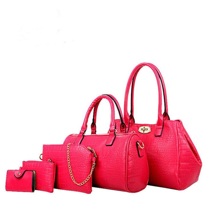 5 Pcs 1 Set Bags Women Multi-purpose Elegant Design Purse Leather Leatherette Shoulder Handbag Image 3