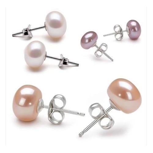 Sterling Silver Freshwater Simulated Pearl Earrings Image 1