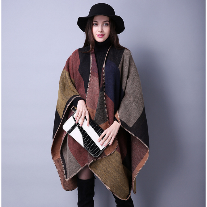 Fashion lengthened wild plaid scarf shawl travel - Size: 51  61 Image 2