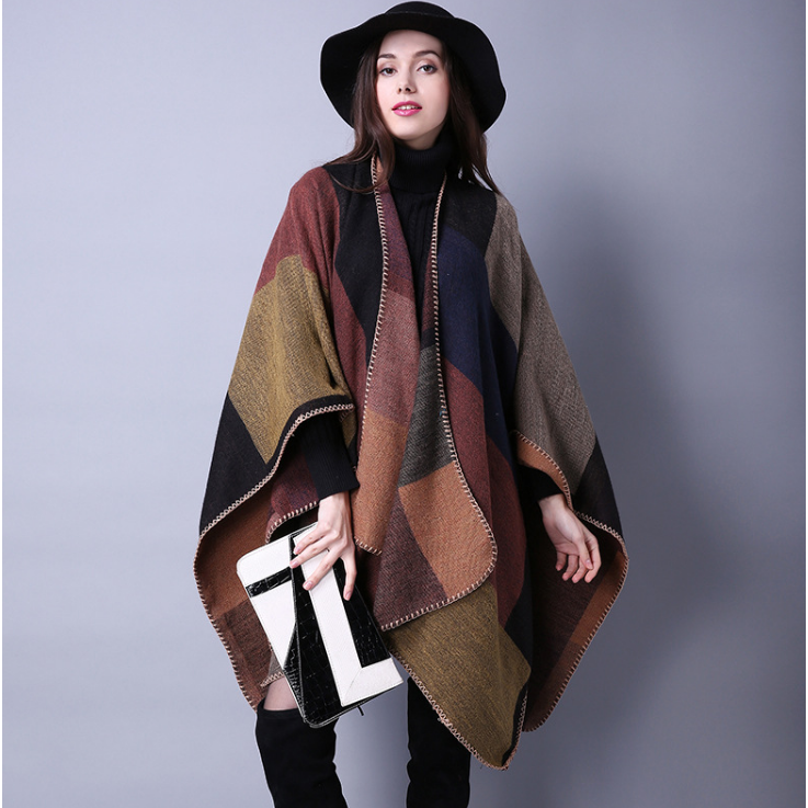 Fashion lengthened wild plaid scarf shawl travel - Size: 51  61 Image 3
