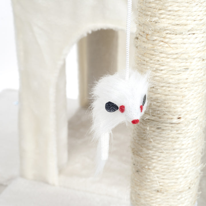 PETMAKER Penthouse Sleep and Play Cat Tree - 4 ft tall - White Image 3