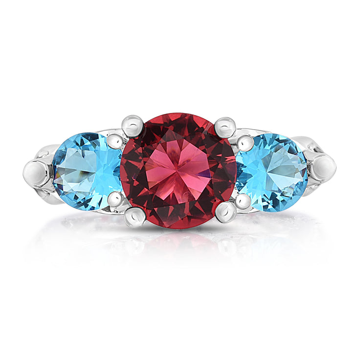 18K White Gold Ruby Sapphire Cubic Zirconia Ring 4.00 CTTW Sizes 6-9 Image 4