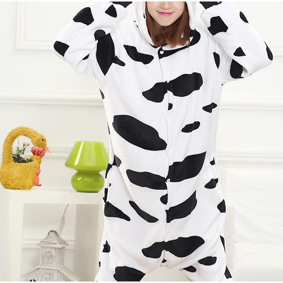 Home men and women cute cartoon animals conjoined pajamas cows Image 1
