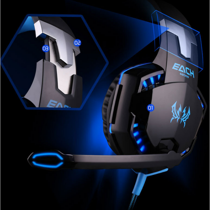 Professional headset computer game music headset with microphone bass bright luminous Image 3