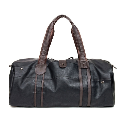 Black Sports Mens Large Capacity PU Leather Tote Shoulder Handbag Travel Gym Bag Image 3