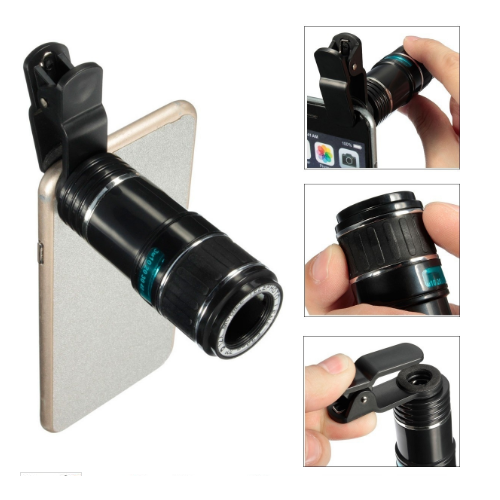 Universal 12X Zoom Optical Clip Mobile Phone Telescope Camera Lens For Cellphone Smartphone Notebook PC Image 1