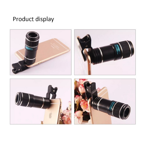 Universal 12X Zoom Optical Clip Mobile Phone Telescope Camera Lens For Cellphone Smartphone Notebook PC Image 4