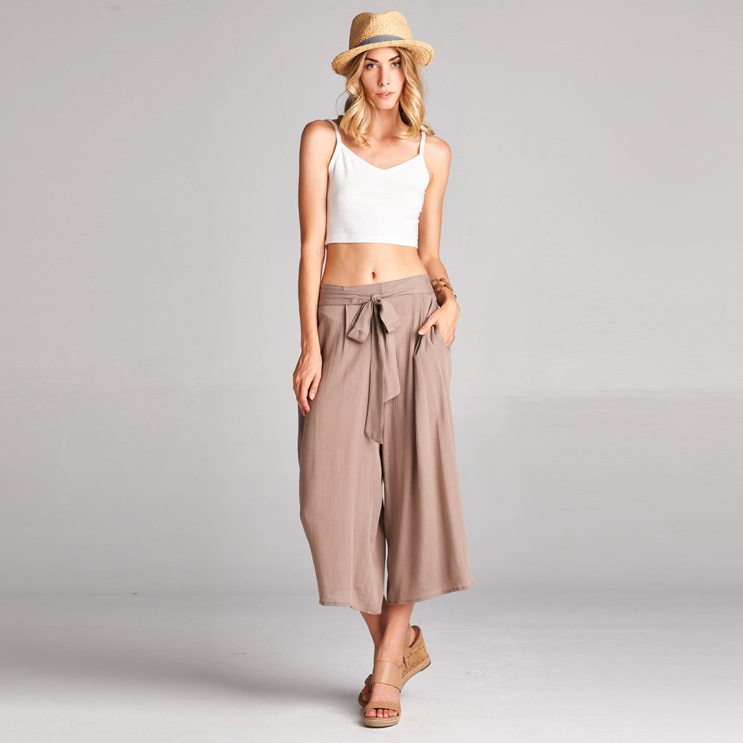 Gauze Culotte Trouser with Pockets in 3 Colors Image 1