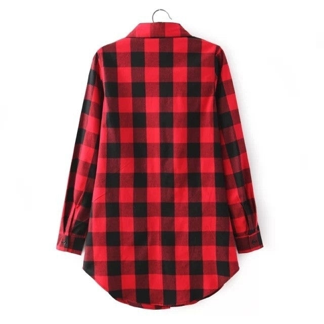 Checkered Blouse in Red and Black and White and Black Image 3