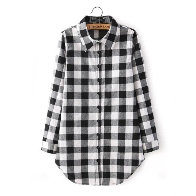 Checkered Blouse in Red and Black and White and Black Image 4