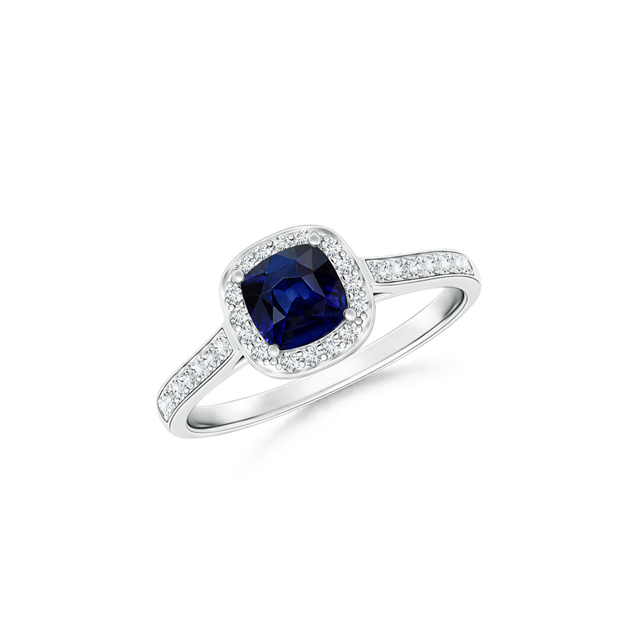 3.00 CTTW Sapphire Halo Ring Solid Sterling Silver Size 6 7 8 9 Lab Created Image 1