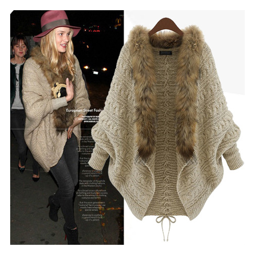 Faux faux Collar Slouchy Knit Jacket Image 1