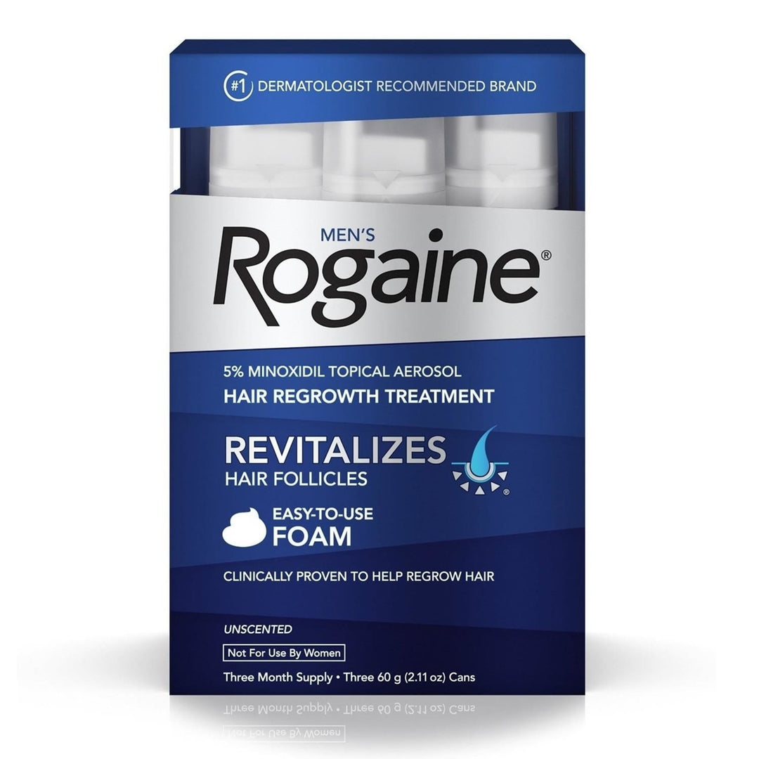 Rogaine Mens Regrowth Foam 5 Unscented 3mo Supply Minoxidil Hair Treatment Regrow Image 1