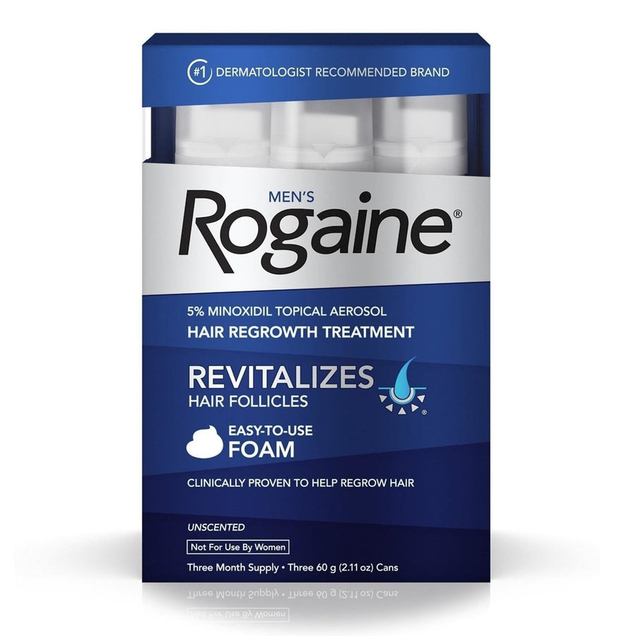 Rogaine Mens Regrowth Foam 5 Unscented 3mo Supply Minoxidil Hair Treatment Regrow Image 1