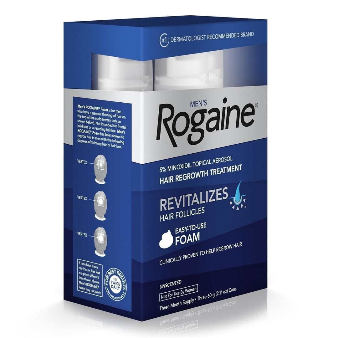 Rogaine Mens Regrowth Foam 5 Unscented 3mo Supply Minoxidil Hair Treatment Regrow Image 4