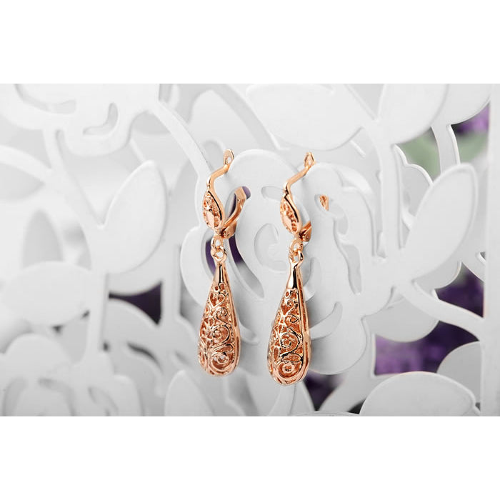 Gold Filigree Drop Earrings Image 3