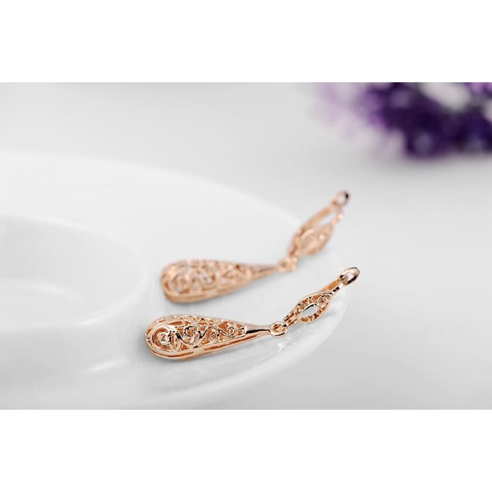 Gold Filigree Drop Earrings Image 4