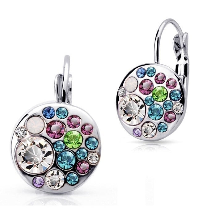 Rainbow Silver Crystal Hoop Earrings Image 2