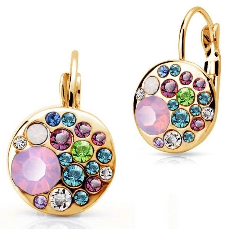 Rainbow Gold Crystal Hoop Earrings Image 2