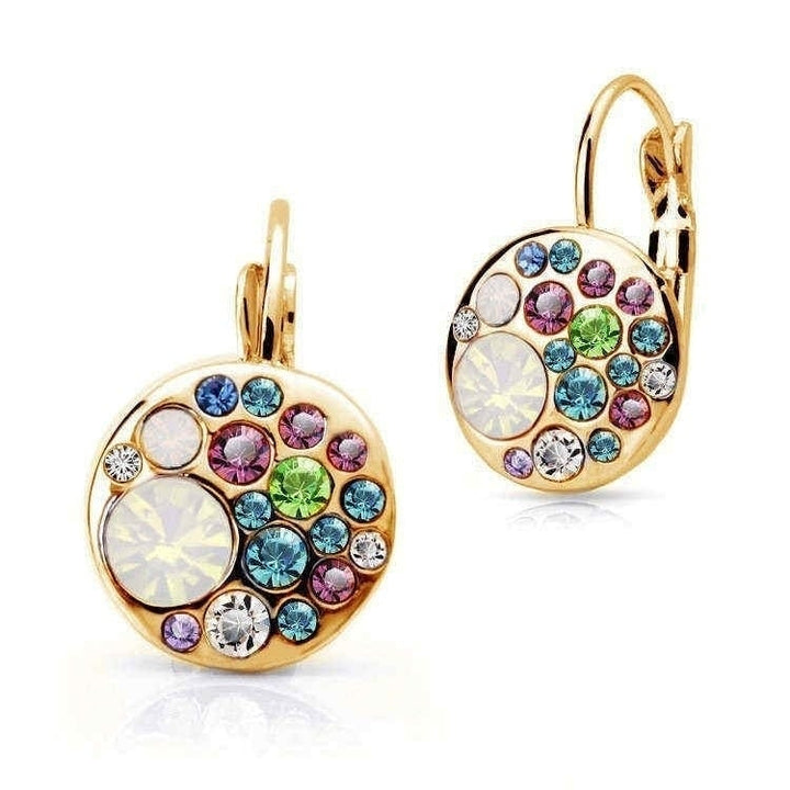 Rainbow Gold Crystal Hoop Earrings Image 1