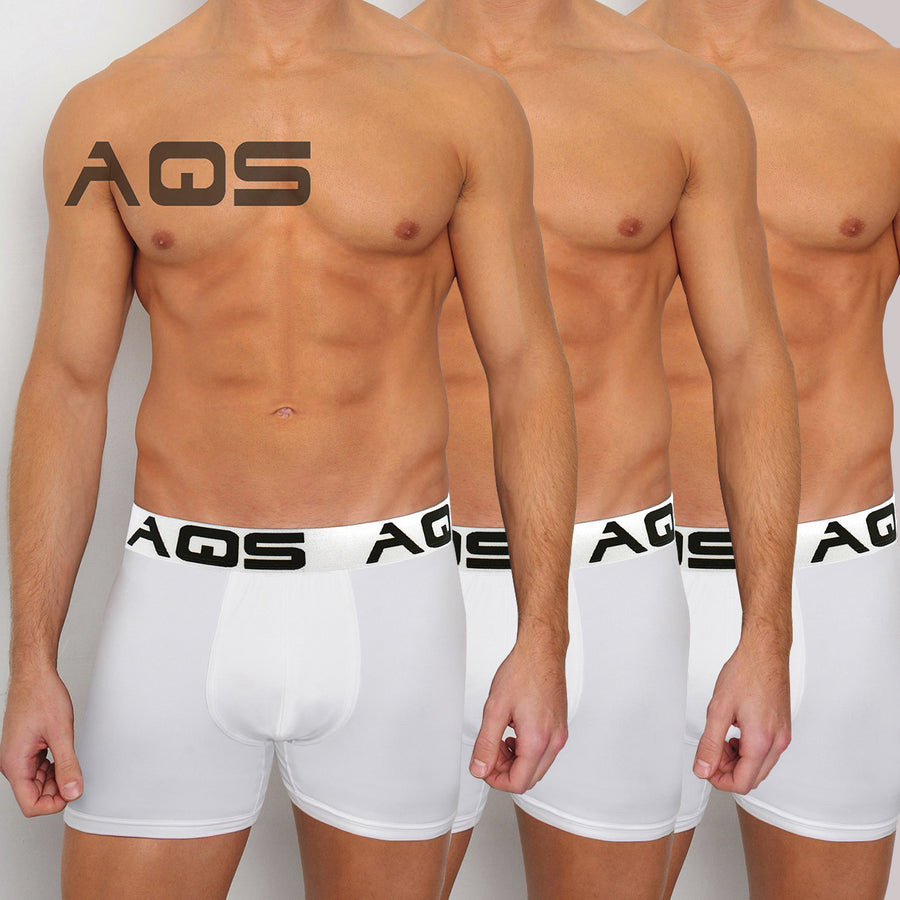 AQS Mens White Boxer Briefs Image 1