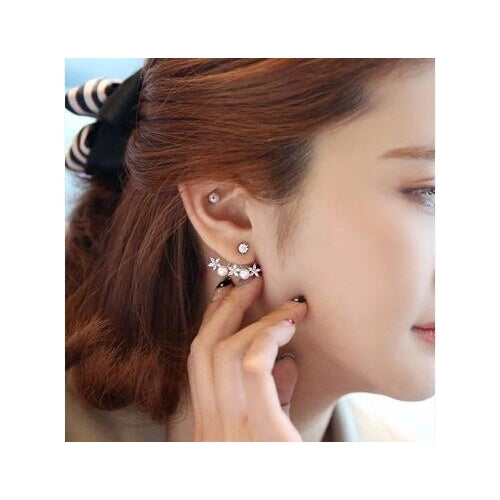 Fashion Temperament Crystal Flower Stud Earrings Image 2