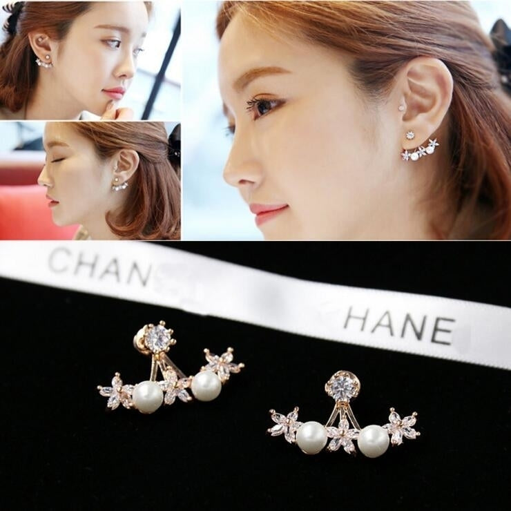 Fashion Temperament Crystal Flower Stud Earrings Image 3