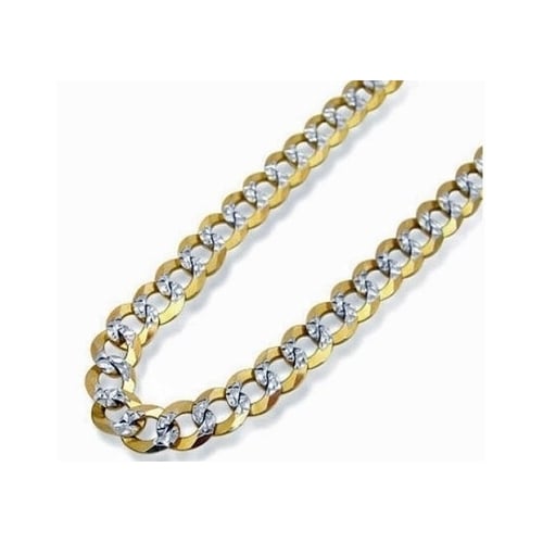 18k Gold Two Tone Diamond cut Cuban Link Chain Unisex Men Women Teens Image 1