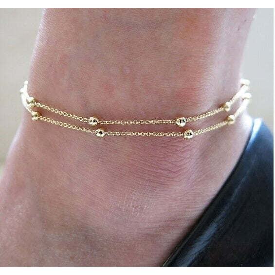 Double Chain Bead Anklets Image 1
