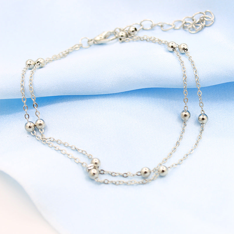 Double Chain Bead Anklets Image 2