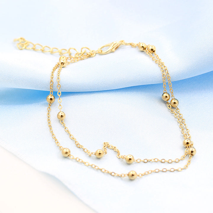 Double Chain Bead Anklets Image 3