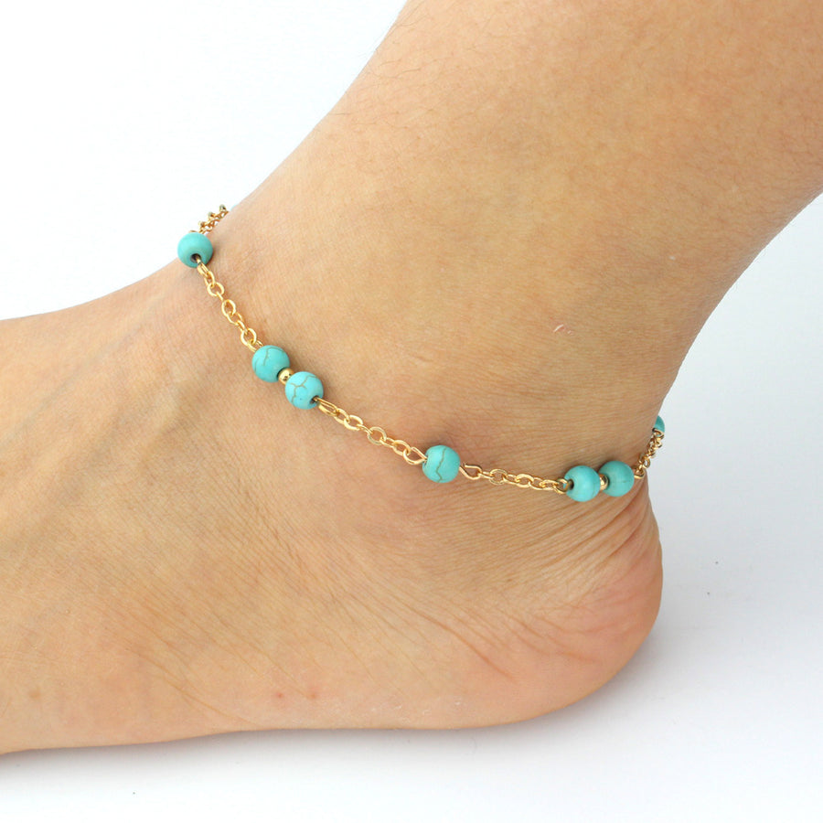 Fashion Handmade Beaded Turquoise Beads Anklets Image 1