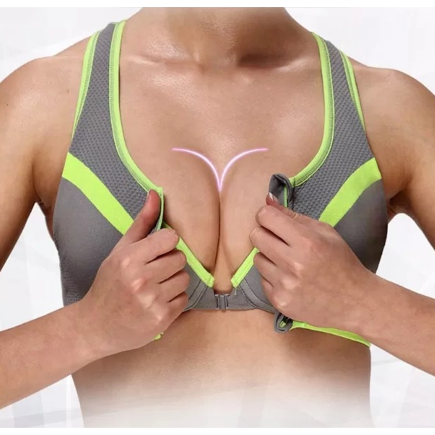 Women Zipper Sports Bra Push Up Shockproof Top Underwea Running Gym Fitness Jogging Yoga shirt Image 1