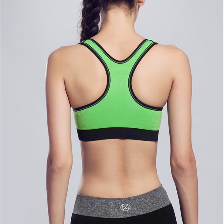 Women Zipper Sports Bra Push Up Shockproof Top Underwea Running Gym Fitness Jogging Yoga shirt Image 4