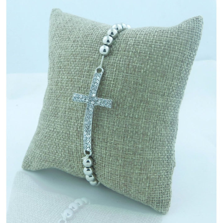 18K White Gold Filled Cross bracelet Image 1