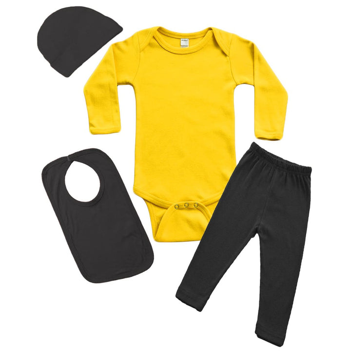 4-piece Baby Bodysuit Pant Cap and Bib Set Image 1