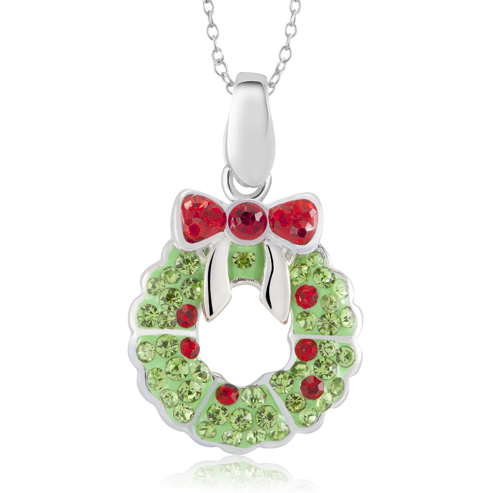 White Gold Crystal Holiday Necklace Image 3