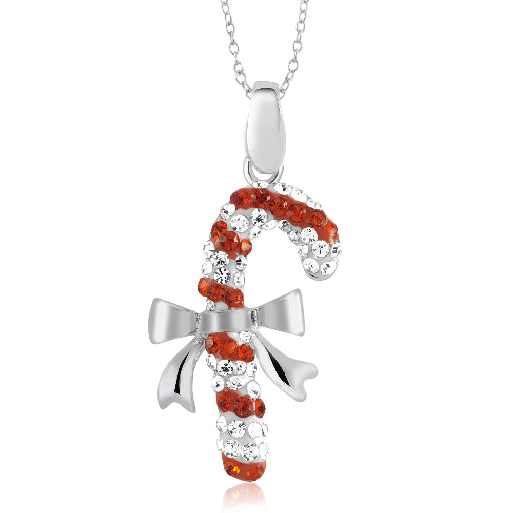 White Gold Crystal Holiday Necklace Image 4