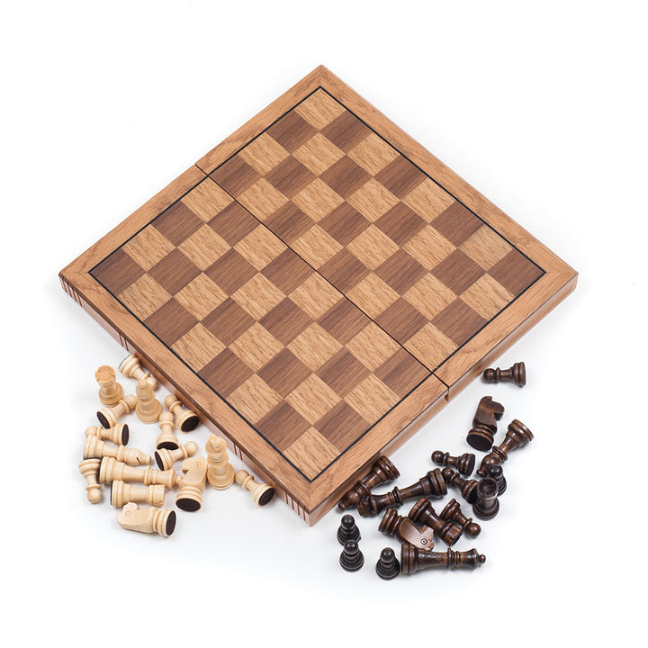 TG Wooden Book Style Chess Board with Staunton Chessmen Foldable Storage 11 Inch Image 1