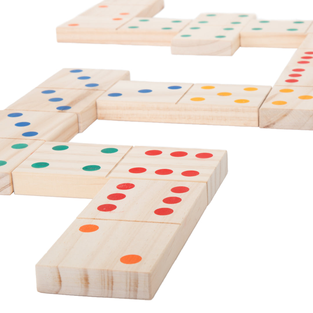 Hey! Play! Giant Wooden Dominoes Set 28 Large Tiles 5.3 x 2.6 Inches Image 1