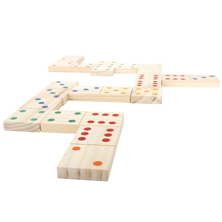 Hey! Play! Giant Wooden Dominoes Set 28 Large Tiles 5.3 x 2.6 Inches Image 3