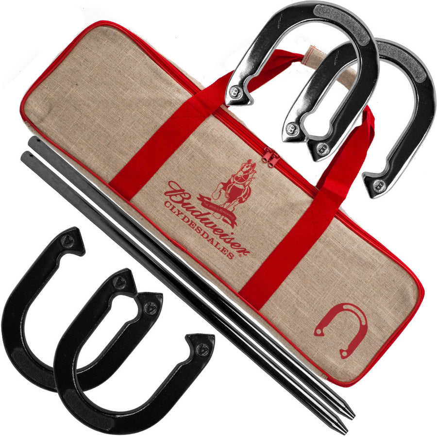 Budweiser Horseshoe Set with Carry Case 2.33 lb Professional Outdoor Game Image 1