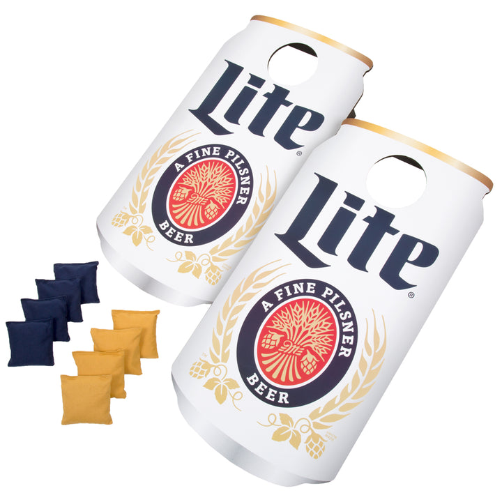 Miller Lite Bean Bag Toss Game Wooden Cornhole Boards with 8 Bean Bags Image 1